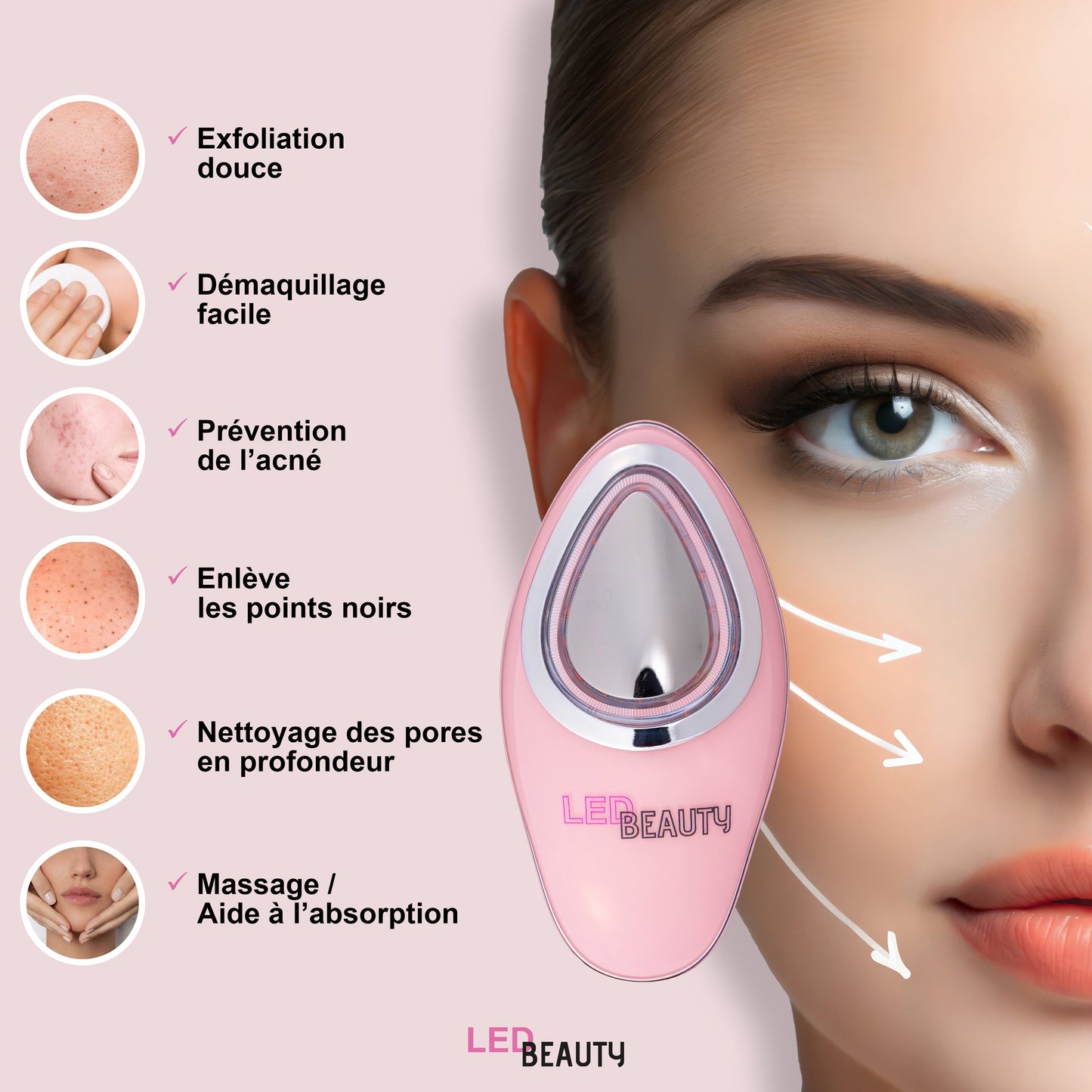 Brosse nettoyante visage EMS LED BEAUTY